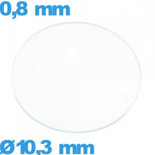 Verre 10,3 mm circulaire de montre en verre minéral