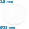 Verre 28 mm circulaire montre verre minéral