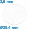 Verre 29,4 mm circulaire montre verre minéral
