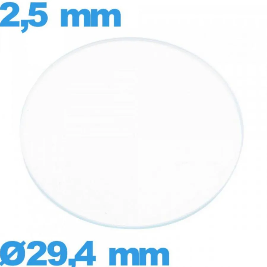 Verre 29,4 mm circulaire montre verre minéral