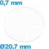 Verre 20,7 mm circulaire plat pour montre verre minéral