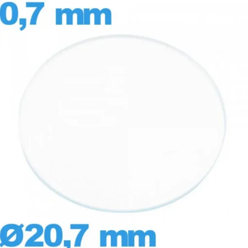 Verre 20,7 mm circulaire plat pour montre verre minéral