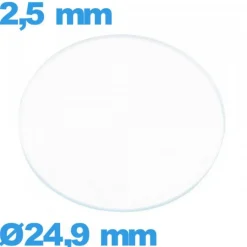 Verre 24,9 mm circulaire plat pour montre en verre minéral