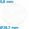 Verre 36,7 mm circulaire plat pour montre en verre minéral