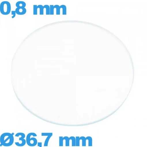 Verre 36,7 mm circulaire plat pour montre en verre minéral