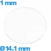 Verre 14,1 mm circulaire plat montre verre minéral