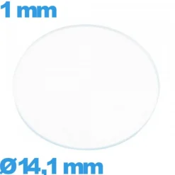 Verre 14,1 mm circulaire plat montre verre minéral
