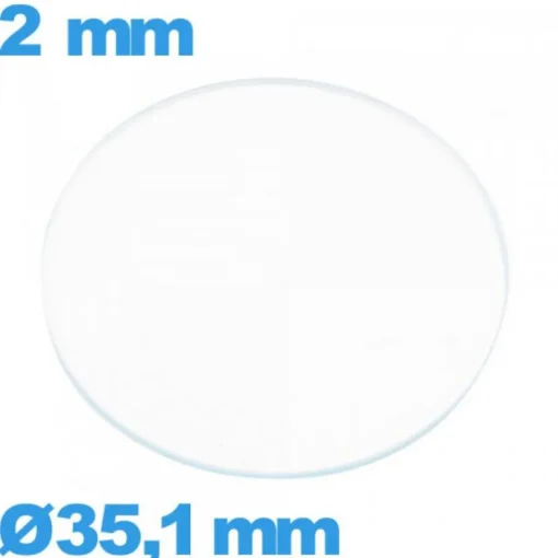 Verre 35,1 mm circulaire plat montre verre minéral