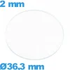 Verre 36,3 mm circulaire plat pour montre en verre minéral