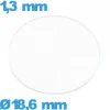 Verre 18,6 mm circulaire plat pour montre en verre minéral