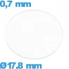 Verre 17,8 mm circulaire plat de montre en verre minéral
