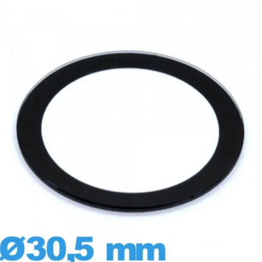 Verre 30,5 mm circulaire plat bordure noire montre verre minéral