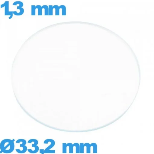 Verre 33,2 mm circulaire pour montre en verre minéral