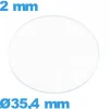 Verre 35,4 mm de montre plat circulaire verre minéral