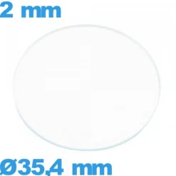 Verre 35,4 mm de montre plat circulaire verre minéral