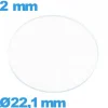 Verre 22,1 mm de montre plat circulaire en verre minéral