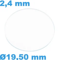 Verre 19,5 mm de montre Saphir Plat Circulaire épaisseur 2,4 mm inrayable