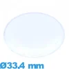 Verre 33,4 mm forme de punaise Circulaire montre Plastique