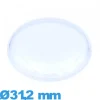 Verre 31,2 mm haut bombé avec pas Circulaire de montre acrylique