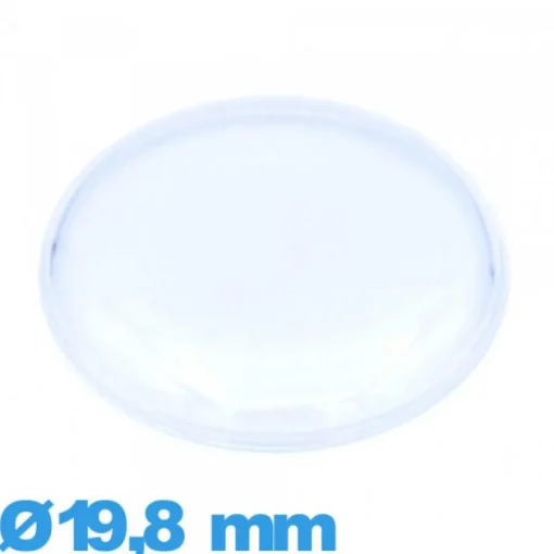 Verre 19,8 mm haut bombé avec pas de montre en Plastique Circulaire