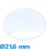 Verre 21,6 mm légèrement bombé pour montre plexiglas Circulaire