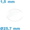 Verre 25,7*1,5 mm montre minéral avec chanfrein