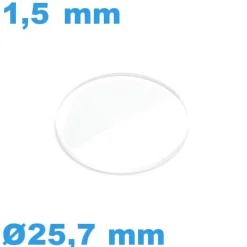 Verre 25,7*1,5 mm montre minéral avec chanfrein