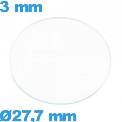 Verre 27,7 mm montre plat circulaire en verre minéral