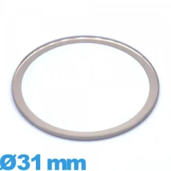 Verre 31 mm montre plat circulaire avec bordure dorée verre minéral
