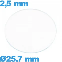 Verre 25,7 mm montre plat circulaire en verre minéral