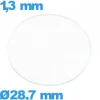 Verre 28,7 mm montre plat circulaire en verre minéral