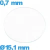 Verre 15,1 mm montre verre minéral circulaire