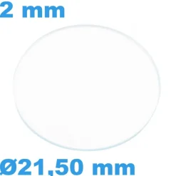 Verre 21,5 mm Plat Saphir pour montre Rond épaisseur 2 mm résistant aux rayures