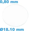 Verre 18,1 mm Plat Saphir Sternkreuz pour montre Rond épaisseur 0,80 mm inrayable