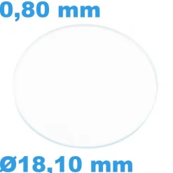 Verre 18,1 mm Plat Saphir Sternkreuz pour montre Rond épaisseur 0,80 mm inrayable