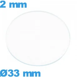 Verre 33 mm pour montre plat circulaire verre minéral