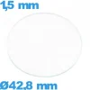 Verre 42,8 mm pour montre plat circulaire en verre minéral
