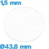 Verre 43,8 mm pour montre plat circulaire en verre minéral