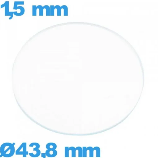 Verre 43,8 mm pour montre plat circulaire en verre minéral