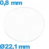 Verre 22,1 mm pour montre plat circulaire verre minéral