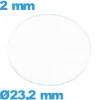 Verre 23,2 mm pour montre plat circulaire en verre minéral