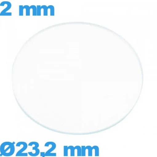Verre 23,2 mm pour montre plat circulaire en verre minéral