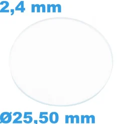 Verre 25,50 mm pour montre Saphir Plat Circulaire épaisseur 2,4 mm inrayable