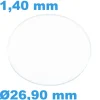 Verre 26,90 mm Sternkreuz Rond Plat Saphir pour montre épaisseur 1,40 mm résistant aux rayures