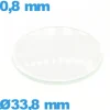 Verre bombé 33,8 mm de montre circulaire en verre minéral