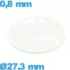 Verre bombé 27,3 mm montre circulaire en verre minéral