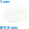 Verre bombé 17,9 mm montre circulaire en verre minéral