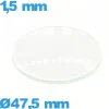 Verre bombé 47,5 mm pour montre circulaire verre minéral