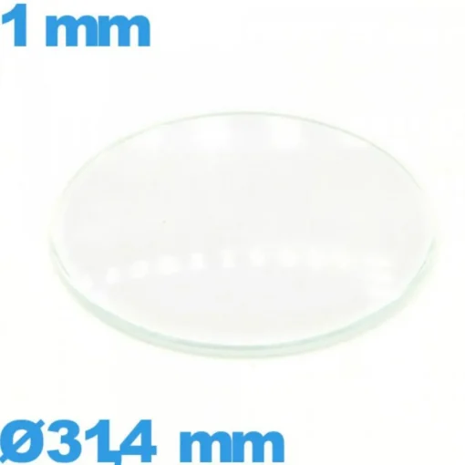 Verre bombé circulaire en verre minéral 31,4 mm pour montre
