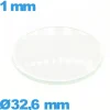 Verre bombé circulaire en verre minéral 32,6 mm montre